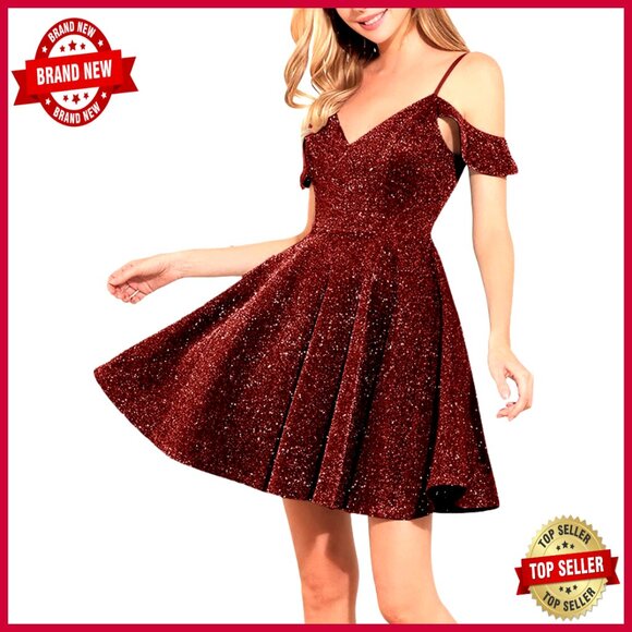 Sequin Mini Dress Off Shoulder Backless V Neck Cocktail Party Y2K Chic